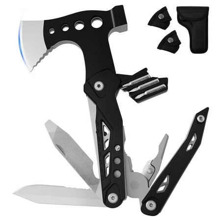 AEVXKHI Stainless Steel Multi Tool Axe, Camping Multitool Accessories, High Hardness Foldable Survival Equipment Gear Axe, with Anti Slip Handle for Outdoor, Camping, Hiking, Simple Repair
