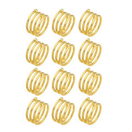 

Spring Napkin Rings Set of 12 Metal Spiral Napkin Rings Round Serviette Holder Buckles Napkin Rings for Decor Gold