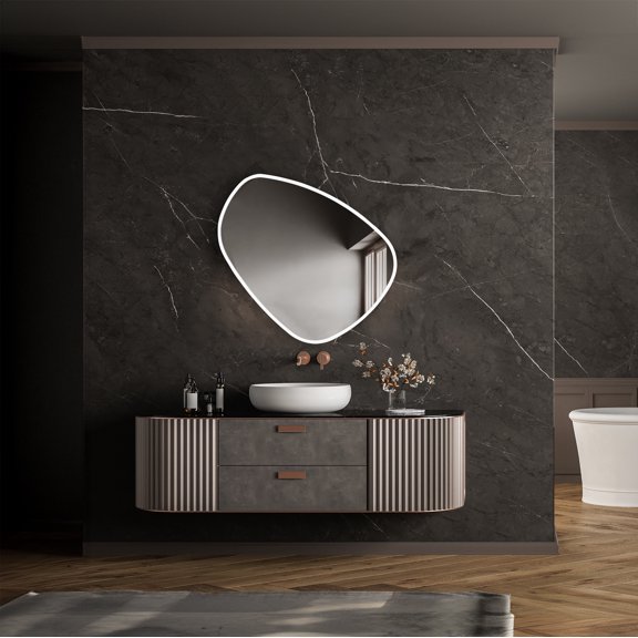 Dreamwerks Eva 32" W x 30.3" H Irregular Shaped LED Lighted Mirror with Dimmer and Defogger