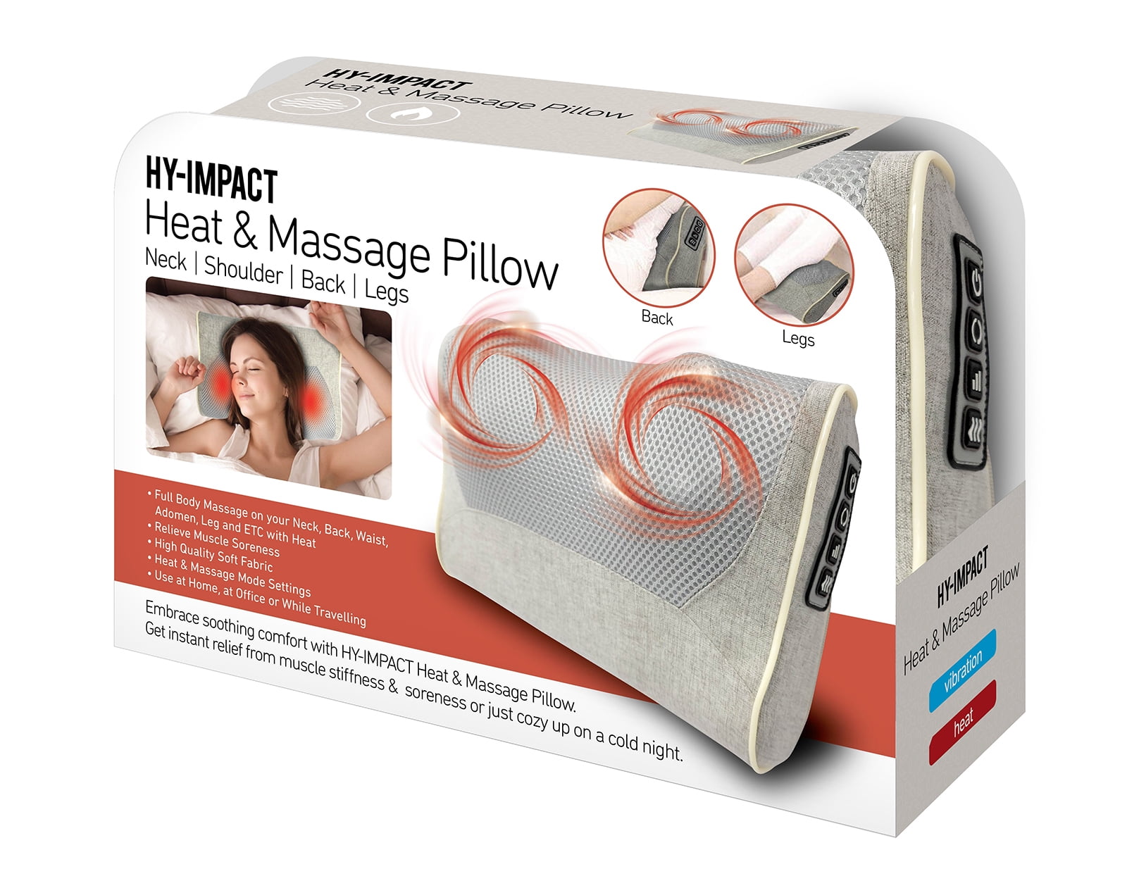 Hot Sale Full Body Head Back Rolling Kneading Massager Shiatsu Infrared  Heat Vibrating Neck Massage Pillow with Discount - China Massage Pillow,  Massager