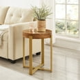 thumbnail image 3 of Gexpusm Round Coffee Table Set of 2, Solid Wood Farmhouse End Table Set with Metal Leg, Rustic Circle End Table Set for Living Room, 3 of 10