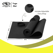 Athletic Works 68x24 inch 5mm TPE Rich Black Yoga Mat with Carry Strap