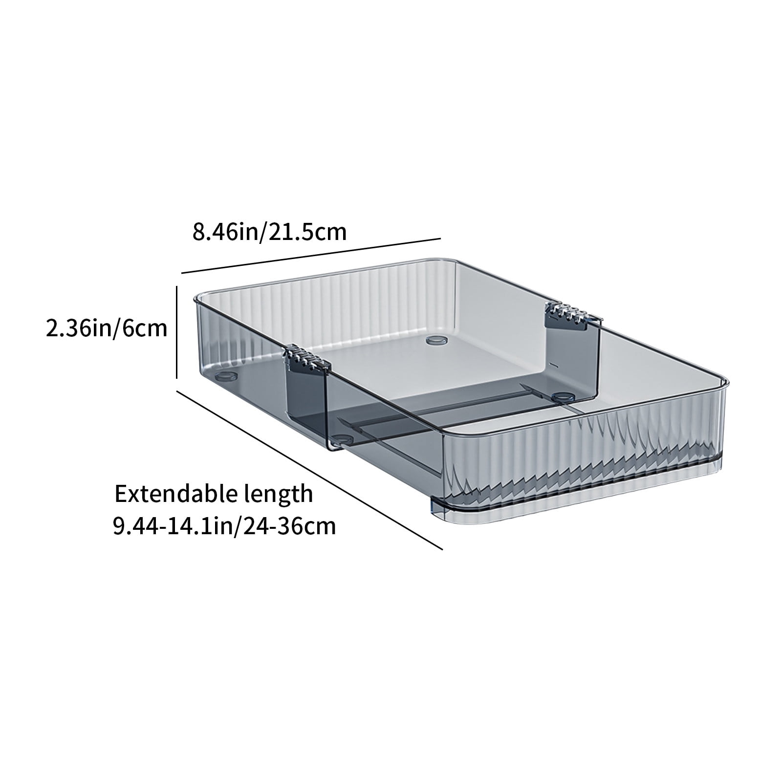 A Large Expandable Kitchen Drawer Organizer Adjustable Divider Clear Plastic Storage Box For Utensils Cutlery Office Supplies Multiple Compartments 14.17 Inches