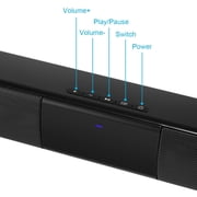 Wireless Bluetooth Soundbar with Subwoofer, 4 Speaker Surround System, 2000mAh Battery, FM Radio, TF Card, AUX Input, Remote Control for TV, Home Theater, PC
