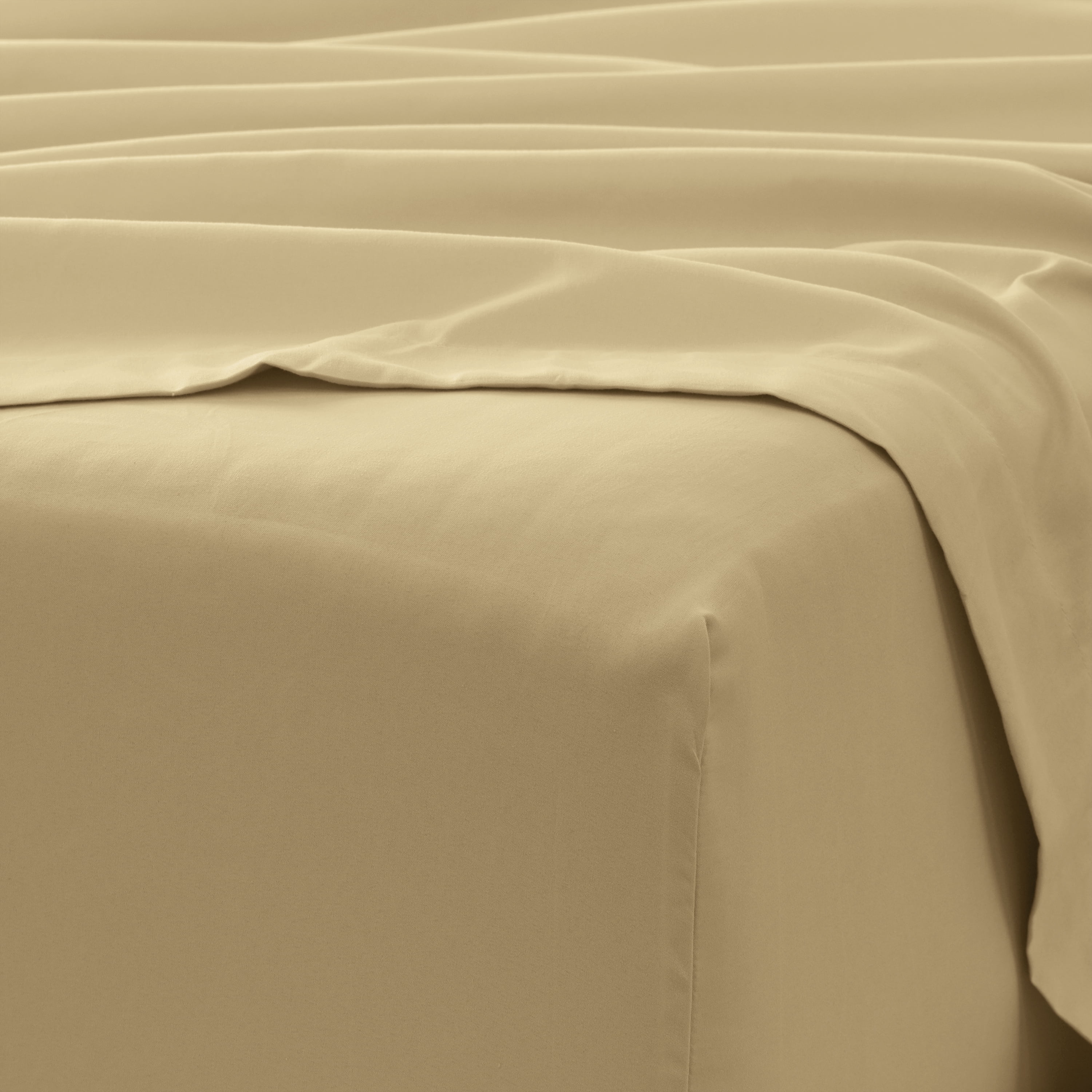 Noble Linens 4 Piece Solid Microfiber Bed Sheet Set, Gold, California King