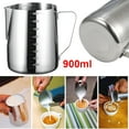 thumbnail image 4 of BLEEUS 900ml Milk Frothing Jug Stainless Steel With Scale Milk Pitcher For Kitchen Cafe Kitchen Daily Supplies (Steel Stamp Scale), 4 of 10