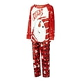 thumbnail image 3 of Elippeo Christmas Family Pajamas Matching Set Letter Snowman Print Long Sleeve Tops and Plaid Pants Sleepwear, 3 of 10