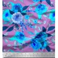 thumbnail image 1 of Soimoi Purple Georgette Viscose Fabric Rose Floral Printed Fabric 1 Yard 42 Inch Wide, 1 of 3