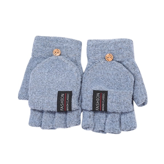 Winter Sports Knitted Warm Convertible Flip Mittens for Men Including Top Fingerless with Half-Finger Design and Cozy Winter Grip