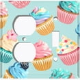 thumbnail image 4 of Metal Light Switch Plate Cover Colorful Doughnut Cupcake Ice Cream Collage Teal CAK044, 4 of 13