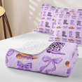thumbnail image 4 of jejeloiu Purple Bow Pattern Twin Quilt Set Kids,Cute Western Cowgirls Boots Twin Coverlet Set For Girls,2 Pieces, 4 of 7