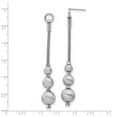 thumbnail image 3 of Solid 925 Sterling Silver and Brushed 3 Bead Dangle Earrings - 70mm x 10mm, 3 of 4
