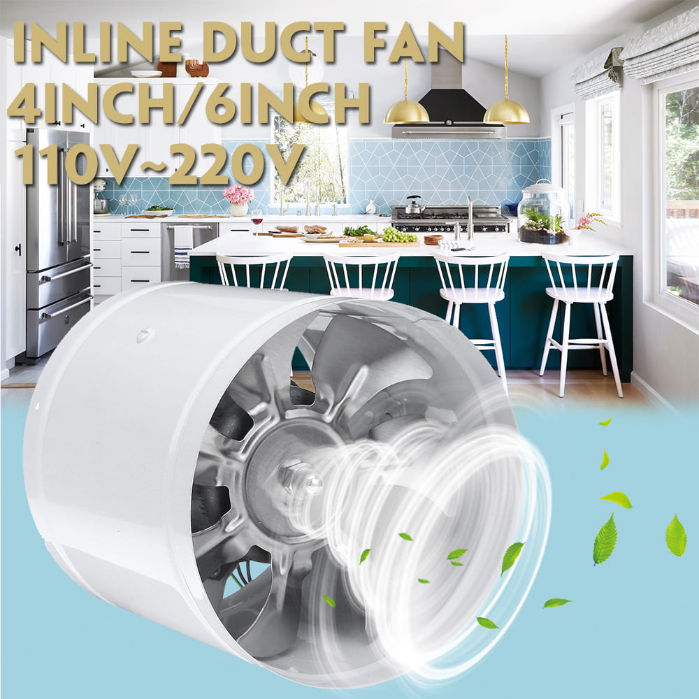 110V 6inch Inline Duct Fan Exhaust Air Blower Booster Low Noise Intake Fan Home 