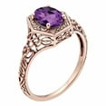 thumbnail image 2 of 10k Rose Gold Vintage Style Genuine Oval Amethyst Filigree Ring, 2 of 5