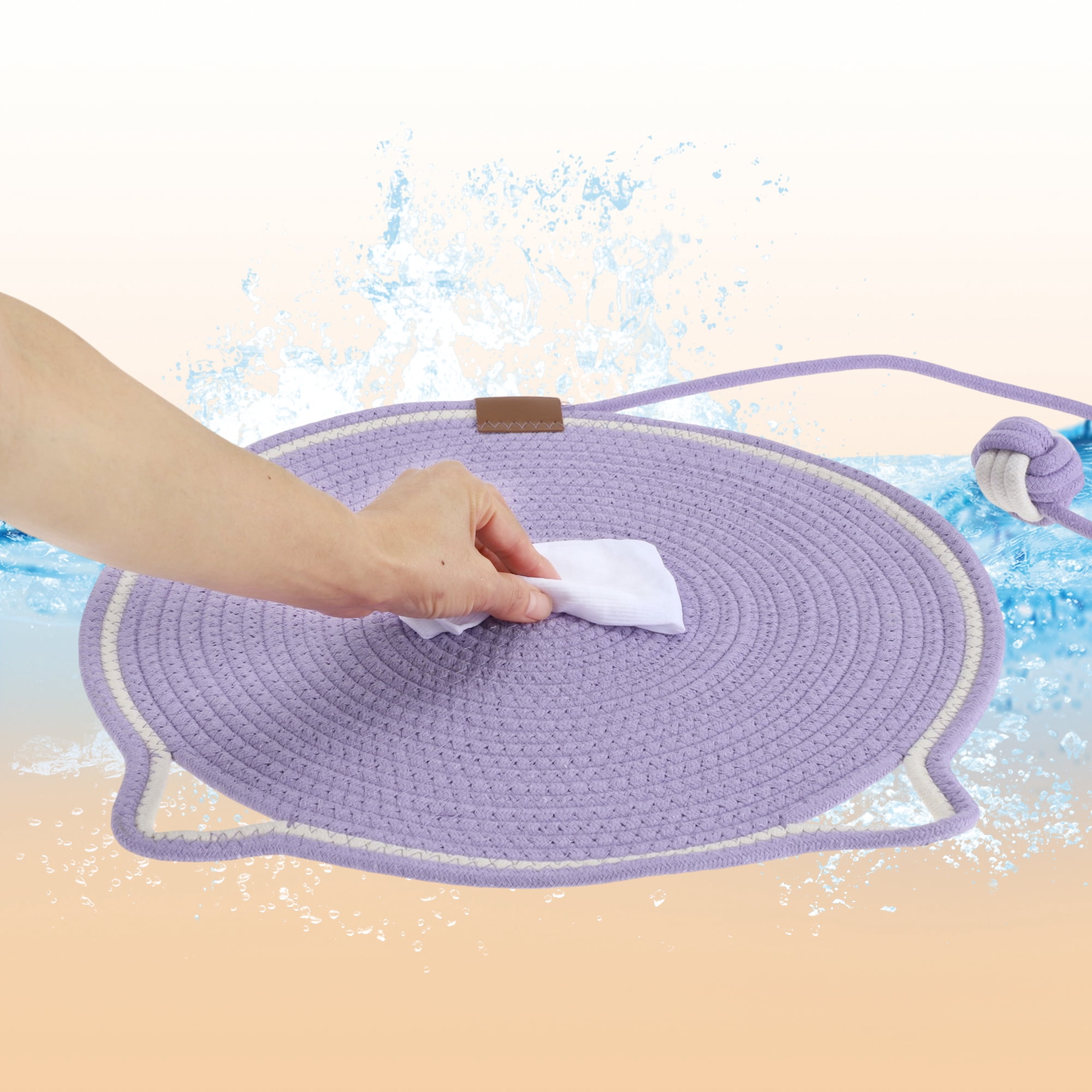 Unique Bargains Cat Scratcher Mat with A Cat Ball Cotton Rope Purple [19.69"]