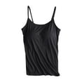 thumbnail image 2 of Tank Top for Women, WNEGSTG Women's Scoop Neck Cami Cotton Blend Undershirts with Pads Lounge Sleepwear Tops Black, 2 of 4