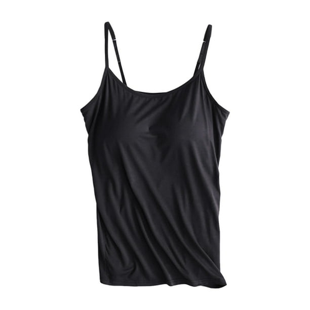 Camiseta sin mangas con tirantes y cojín en el pecho - Sin anillas de acero, diseño elástico acanalado para uso informal/deportivo - S-XXL