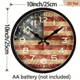 thumbnail image 3 of 2D Flat 1pc 10Inch Wooden American Flag Grunge Wall Clock for Livingroom, Kitchen, or Office, 3 of 7