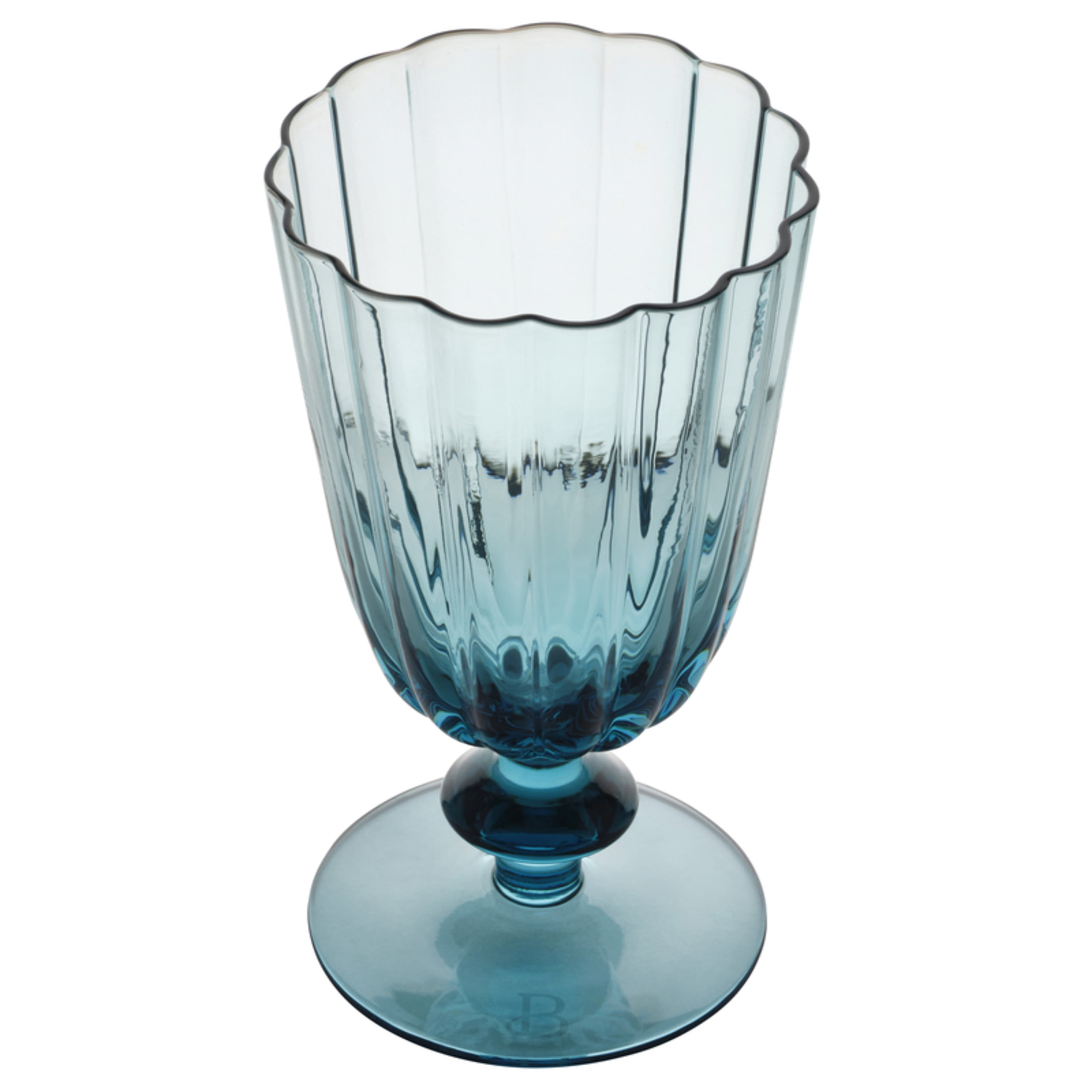 Beautiful Scallop Glass Goblets Set of 4 Cornflower Blue by Drew Barrymore