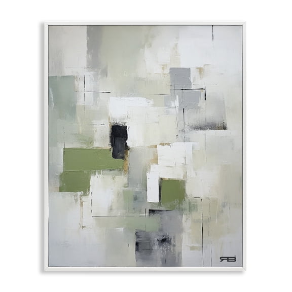 Stupell Industries Contemporary Subtle Grey Shapes White Framed Giclee Art, 24 x 30, by RB