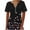 Black, variant on cocolona Womens Summer Front Pleated Tops Button V Neck Short Sleeve T-shirts Casual Loose Blouse Trendy Vintage Print Tees