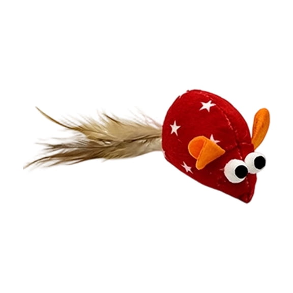 Catnip Cat Toys,Interactive Mouse-Shaped Cat Toys for Indoor Entertainment Daily Boredom Relief,Soft Cat Chew Toy & Kitten Teething Toys with String Tails,Red