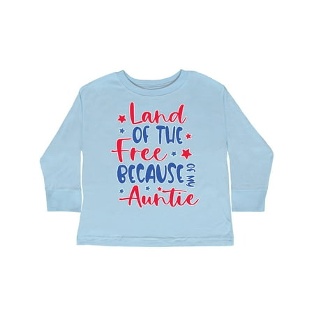 

Inktastic Memorial Day Land of The Free Because Of My Auntie Gift Toddler Boy or Toddler Girl Long Sleeve T-Shirt