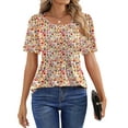 thumbnail image 4 of Fantaslook Blouses for Women Pleated Short Sleeve Tunic Tops Dressy Casual Summer Shirts, 4 of 9