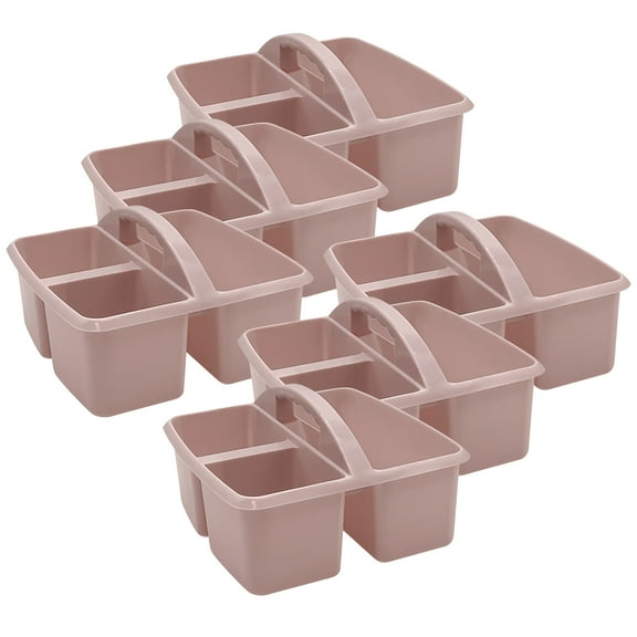 Teacher Created Resources Plastic Storage Caddy, Light Mauve, Pack of 6