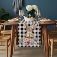 thumbnail image 2 of Bunny Easter Table Runner - 70 Inch Long, Kitchen Dining Table Runner Dresser Scarves, Black Plaid Spring Floral Pastoral Retro Art Farmhouse Decor for Coffee Tables Wedding Party Banquet, 2 of 8