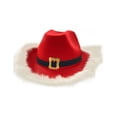 thumbnail image 2 of XEOVHV Christmas Feather With LED Lights Cowboy Hat Red Western Cowboy Red Hat Santa Claus Bristle Trimmed Lights Hat, 2 of 7