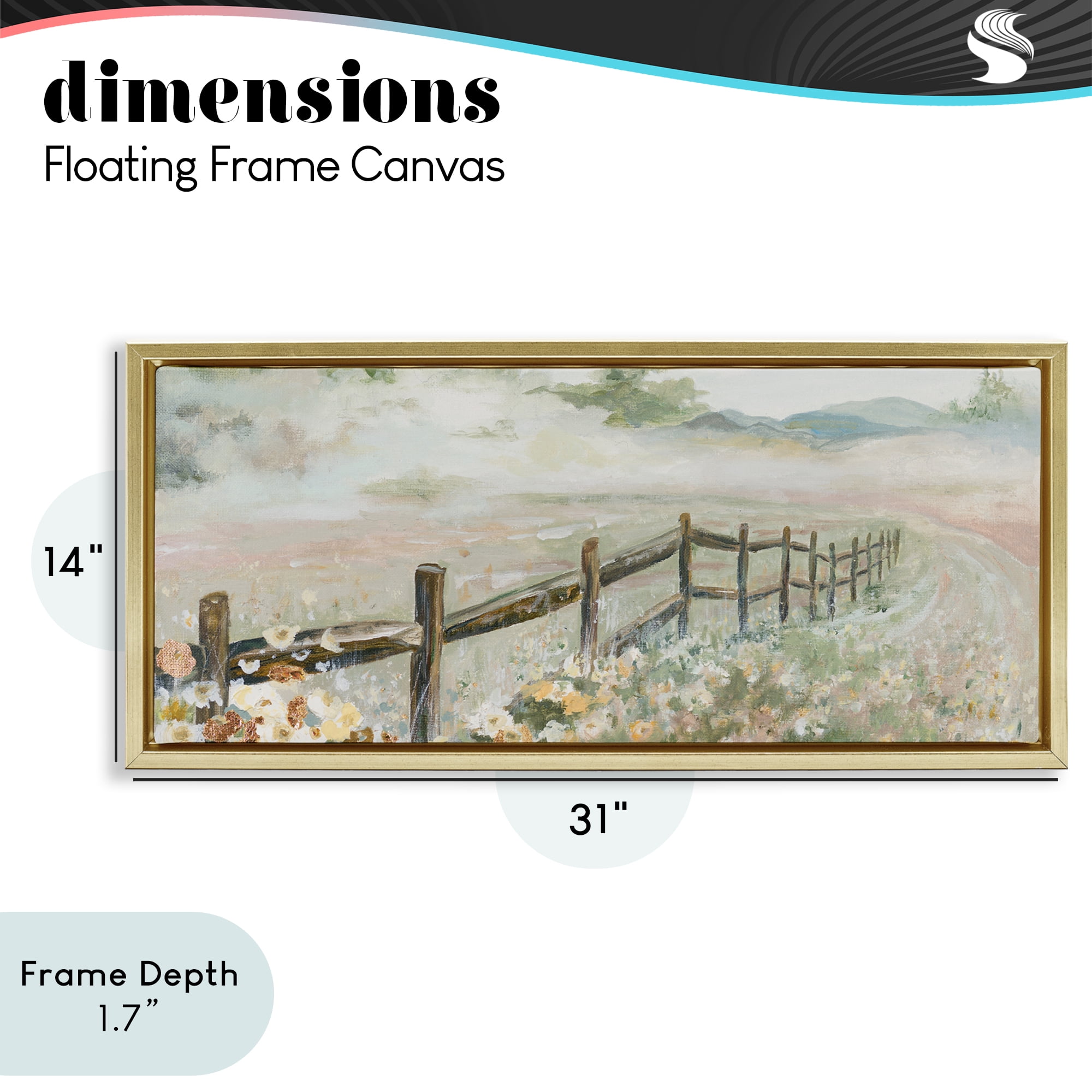 Stupell Industries Soft Fence with Flowers Gold Framed Floater Canvas Wall Art, design by Patricia Pinto