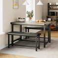 thumbnail image 7 of Tuekys Dining Table Set for 4, 3 Pieces Kitchen Bench Dining Table Set with Upholstered Bench, Rectangular Dining Table for Home, Kitchen, Dining Room, Gray, 7 of 7