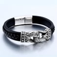 thumbnail image 3 of Pulsera Vikinga Negra Para Hombre, Pulsera Vintage De Cuero Pu, Accesorios De Ropa Duraderos Serendint AP007018-04, 3 of 6