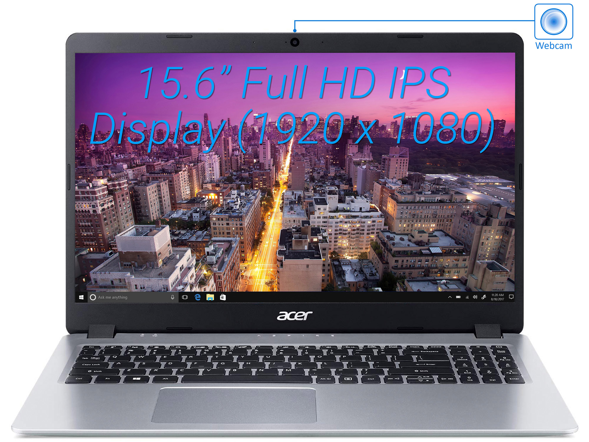 Acer Aspire 5 Slim Laptop, 15.6" Full HD IPS Display, AMD Ryzen 3 3200U, Vega 3 Graphics, 4GB DDR4, 128GB SSD, Backlit Keyboard, Windows 10 in S Mode, A515-43-R19L - image 2 of 7