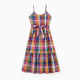 thumbnail image 2 of PatPat Family Matching Sets Preppy Style Solid Color Polo Shirt or Colorful Plaid Ruffle Hem Belted Strap Dress, 2 of 5