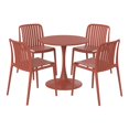 thumbnail image 3 of WestinTrends Playa 5-Piece Outdoor Metal Dining Table Set And Stackable Resin Patio Chairs, Red, 3 of 15