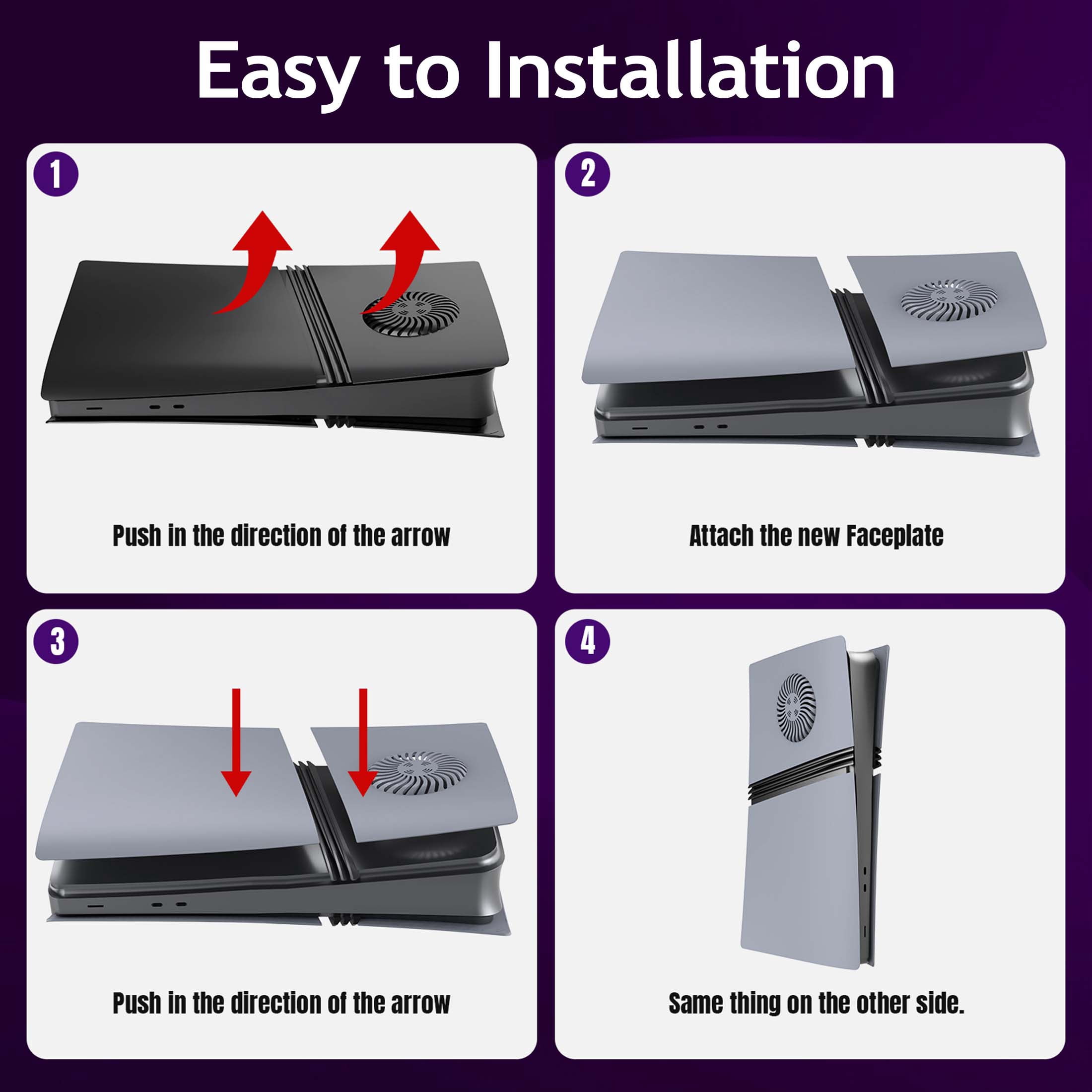 Faceplate for PS5 Pro Console with Cooling Vent & Dust Filter, Cover Plate Replacement (Digital Edition, Grey)