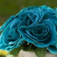 thumbnail image 3 of Enova Home Artificial Velvet Roses Faux Silk Flowers in Round Tapered Ceramic Pot for Home Office Wedding Decoration (Aqua), 3 of 4