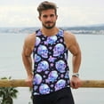 thumbnail image 6 of Gukieu blue Skull flower Print Men's Quick Dry Fitness Vest, Round Neck Sleeveless Fitness Bodybuilding Top-4X-Large, 6 of 7