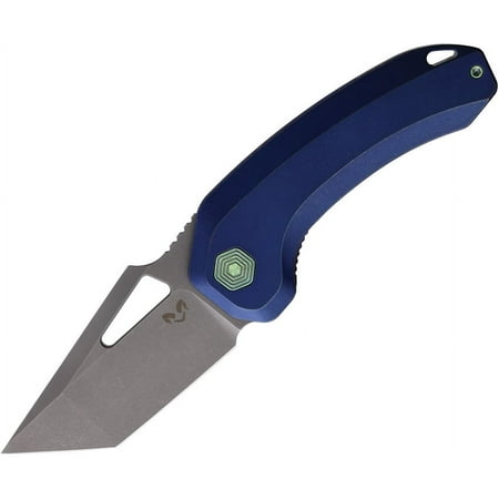 Damned Designs DMN014XLTBL2 Oni XL Blue Ti Liner Tanto 3.35 Folding Knife