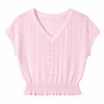 thumbnail image 3 of CUSTG Women Casual Shirts Summer Short Sleeve Solid Color Fashionable T Shirt Breathable Tops, 3 of 3