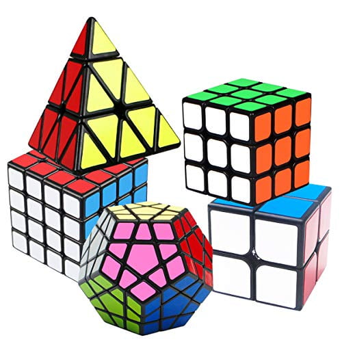 8 PCS Speed Cube Set Bundle 2x2 3x3 4x4 Triangle Puzzle Stickerless Speed Rubik 