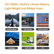 12V 100Ah 4Pack LiFePO4 Battery, Deep Cycle Lithium Battery for RV, 3HP Golf Cart, Solar System