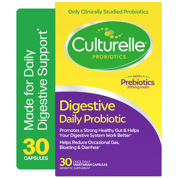 Culturelle Probiotics Digestive Support Daily Supplement, Made with Prebiotics, Promotes Gut Health for Adults, 30 Count