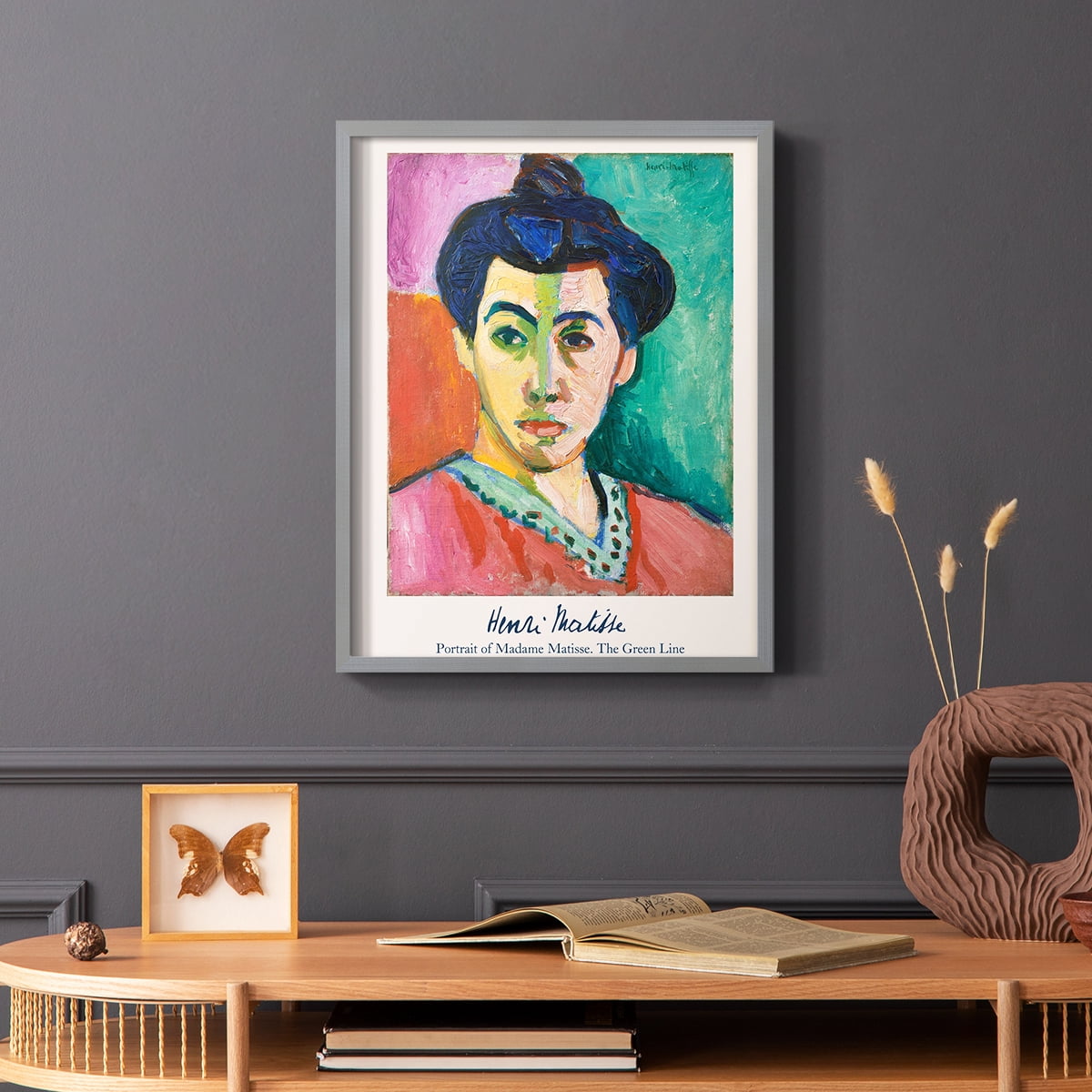 Matisse DIII Framed Print in Gray Solid Wood Framed Print No Nail Hanging