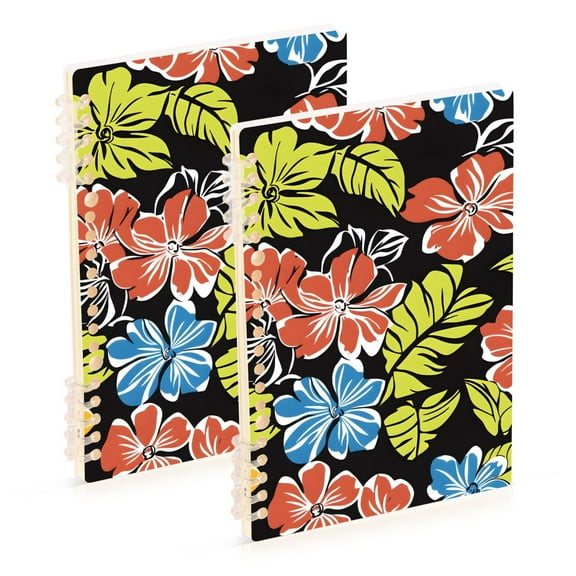 joogoo Spiral Journal Notebook Elegant Tropical Flower-t7 College Ruled Notebooks 8.3" x 5.7" 2 PCs
