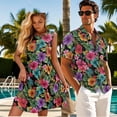 thumbnail image 2 of KUIFORTI Tropical Floral Couple Matching Outfits Husband and Wife Clothing Casual Sleeveless Sundress Symmetrical Hem Tank Midi Dress Fashionable for Beach Seaside, 2 of 7