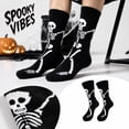 thumbnail image 2 of Voska Unisex Halloween Skeleton Cartoon Mid Calf Socks Breathable Ribbed Comfortable Fall Daily Socks, 2 of 7