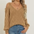 thumbnail image 6 of Tii.MM Womens Cold Shoulder Sweaters 2024 Fall Oversized Long Sleeve Pullover Tops Trendy Casual V Neck Sweater, 6 of 6